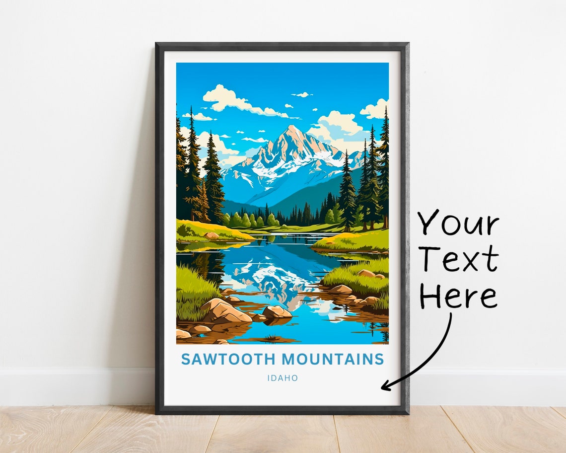 Personalized Sawtooth Mountains Idaho Lake Reflection Poster