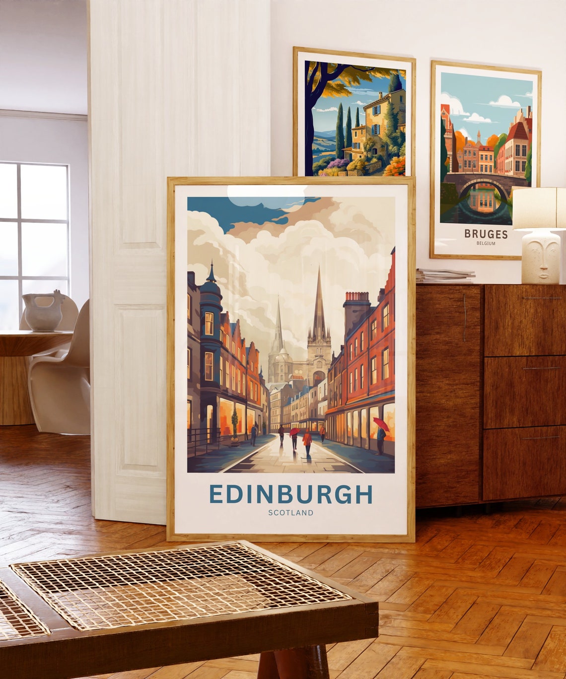 Edinburgh Scotland Rainy Street Spire View Personalized Travel Poster - Image 5