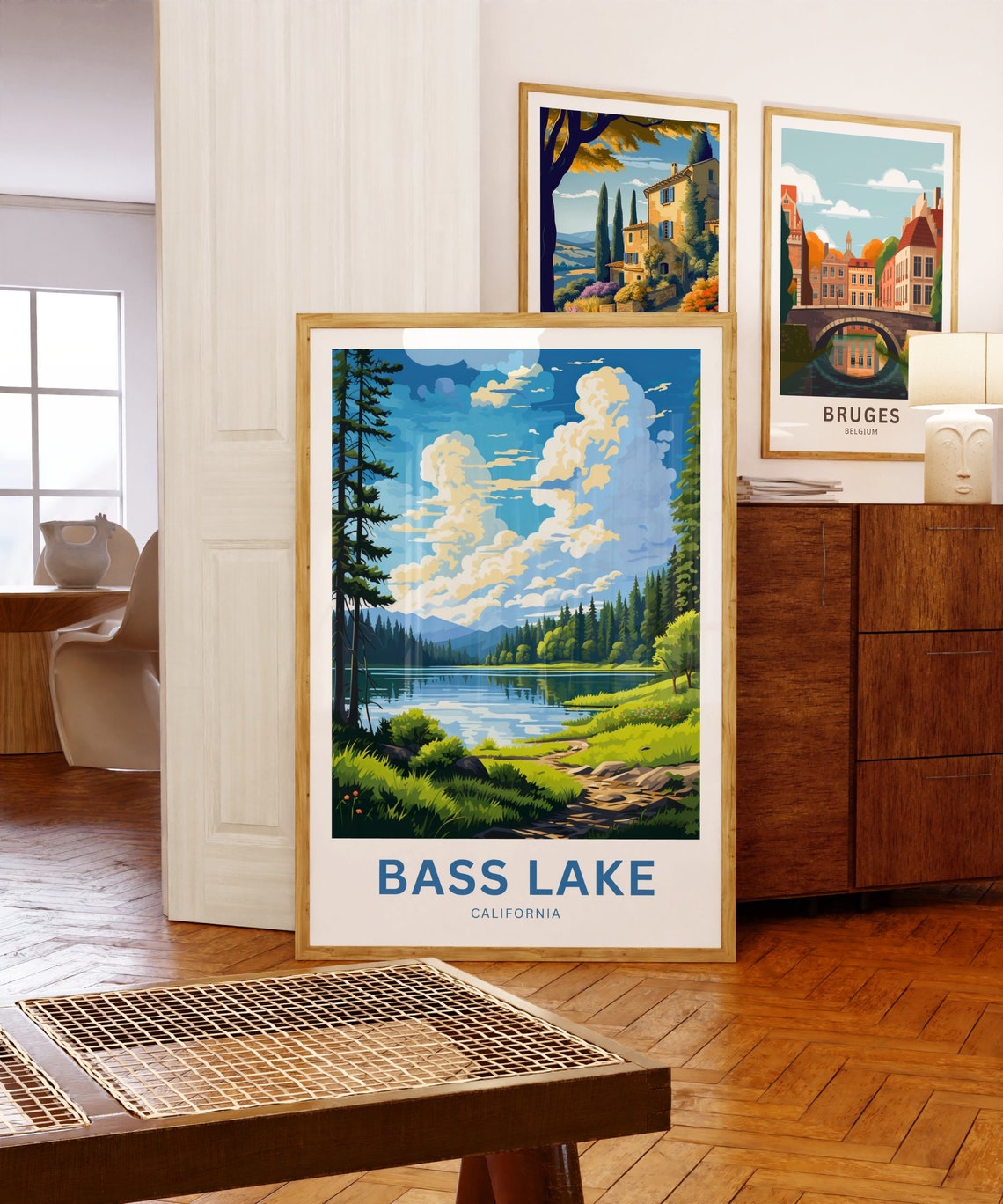 Bass Lake California Pine Forest Lake Summer Scene Travel Poster - Image 5