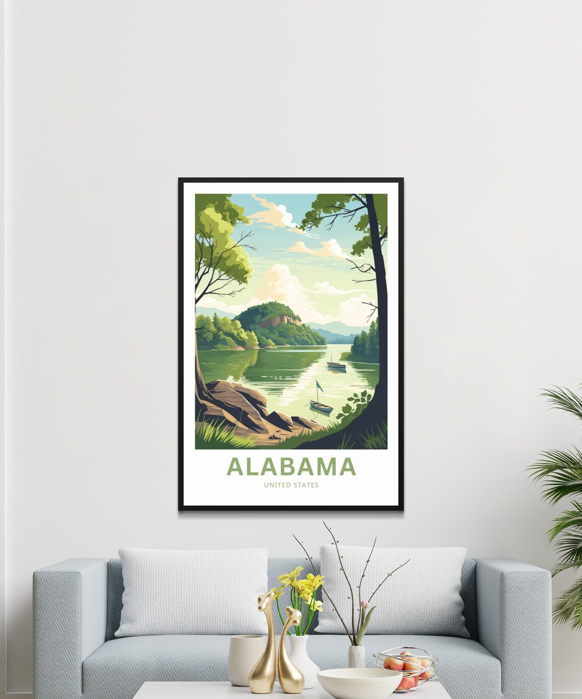 Alabama United States Personalized Lake Bluff Sailing Travel Poster - Image 3