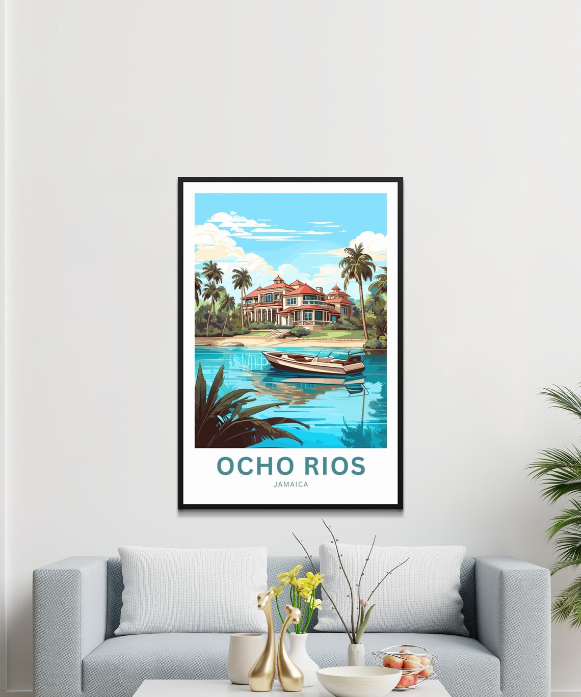 Ocho Rios Jamaica Tropical Villa Personalized Caribbean Poster - Image 3