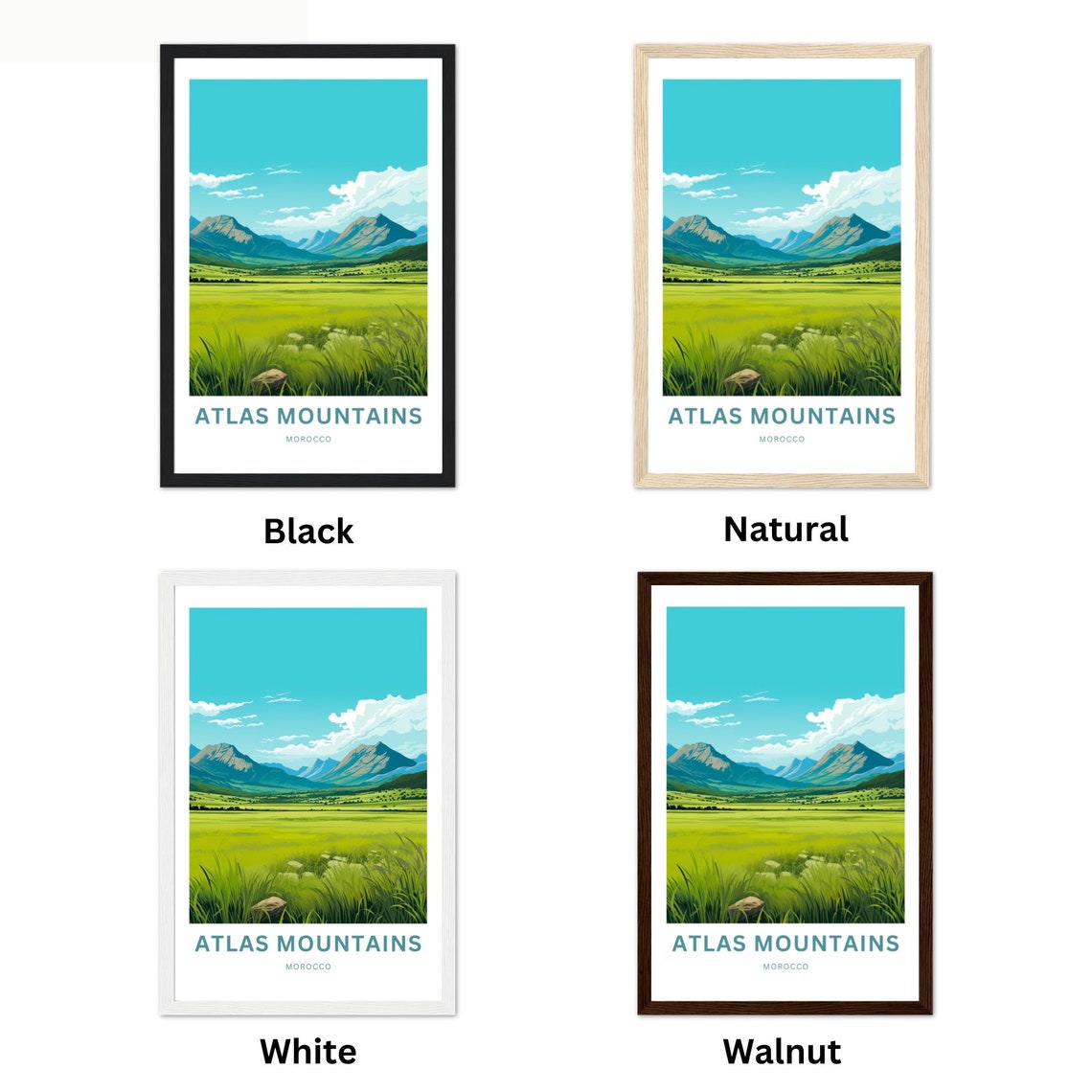 Atlas Mountains Morocco Green Valley Meadow Personalized Art Poster - Image 2