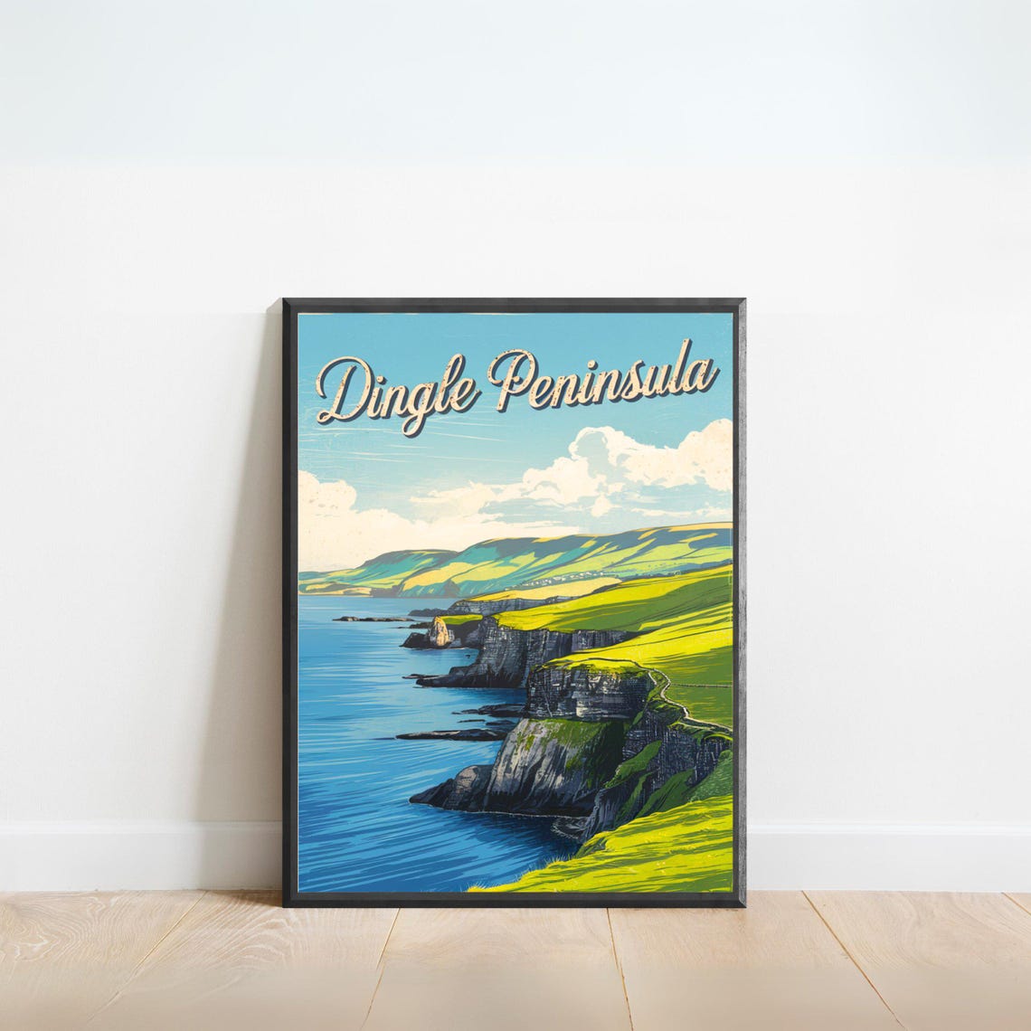 Dingle Peninsula Ireland Vintage Travel Poster Sea Cliffs Coastline
