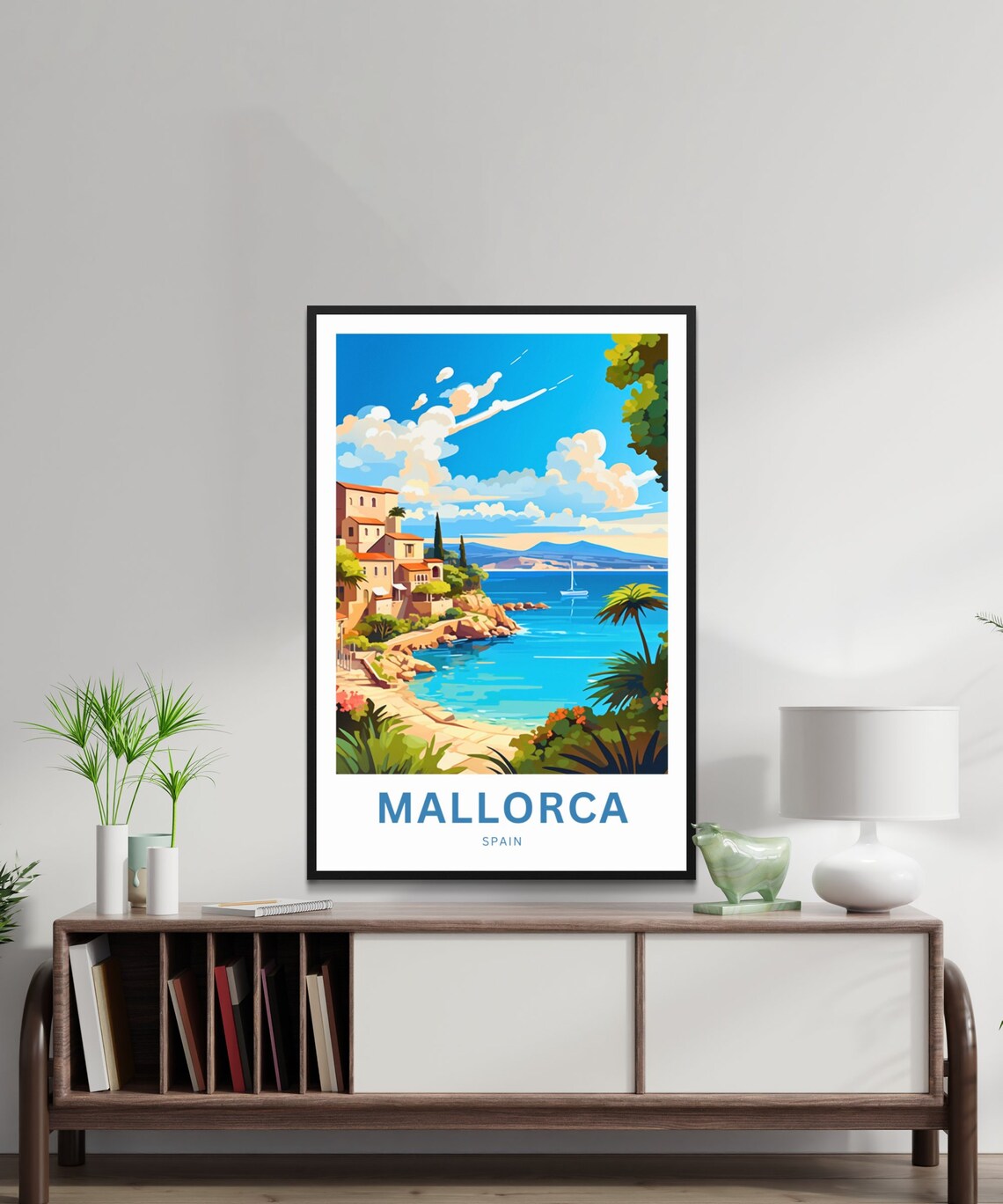 Mallorca Spain Cliff Coast Village Custom Personalized Travel Poster - Image 2