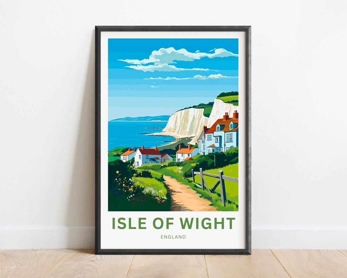 Isle of Wight England White Cliffs Village Footpath Scene Poster