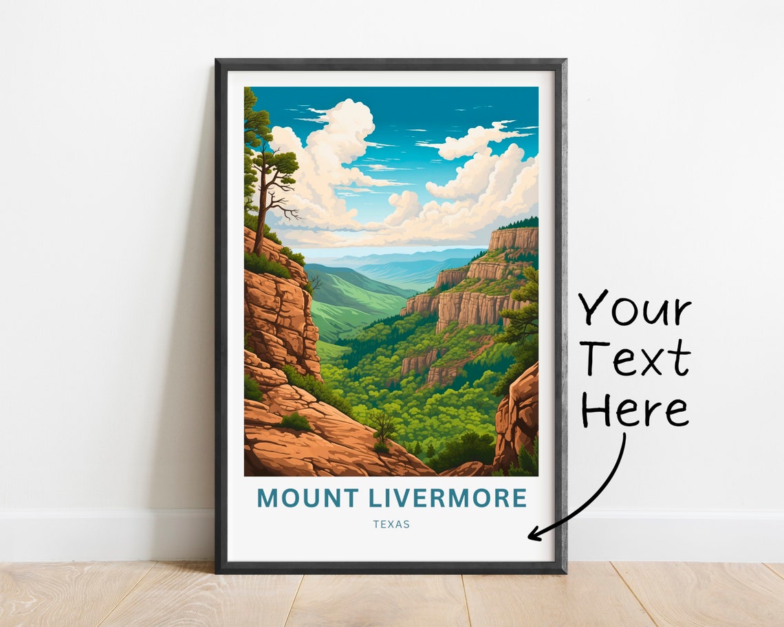 Mount Livermore Texas Green Canyon Cliffs Vintage Travel Poster - Image 2