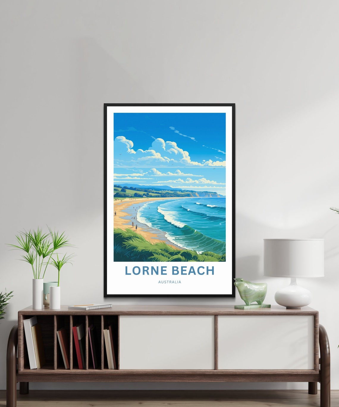 Lorne Beach Australia Curving Sandy Shore Cliffs Custom Travel Poster - Image 2