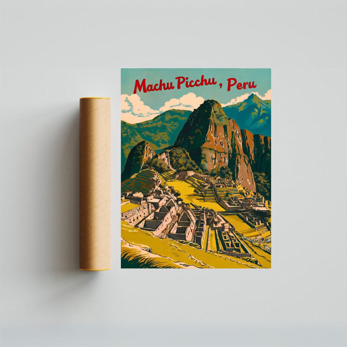 Machu Picchu Vintage Travel Poster Machu Picchu Print Peru Wall Art Framed Gift Peru Present - Image 2