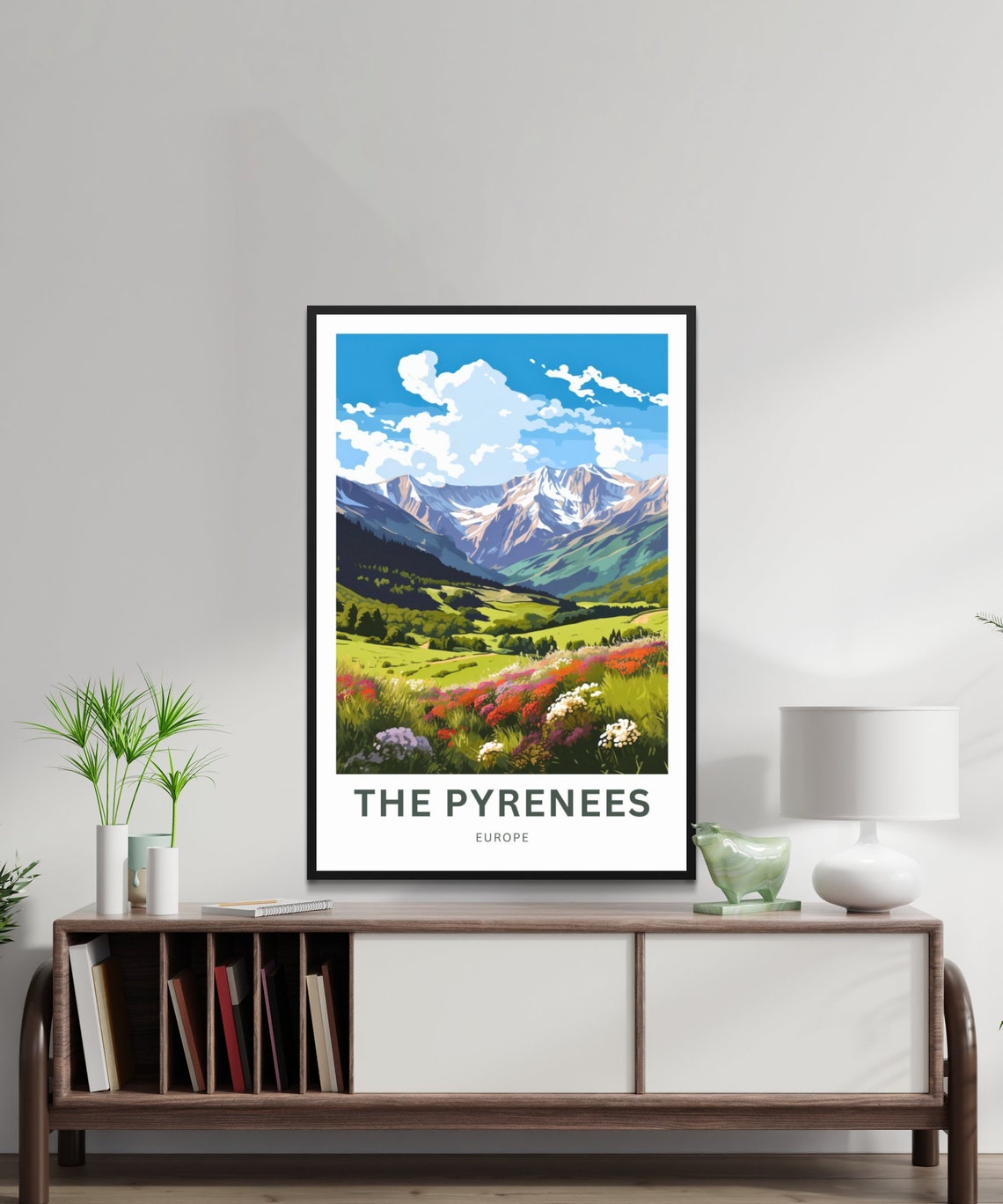 Personalized The Pyrenees Snowy Peaks Wildflower Meadow Poster - Image 2