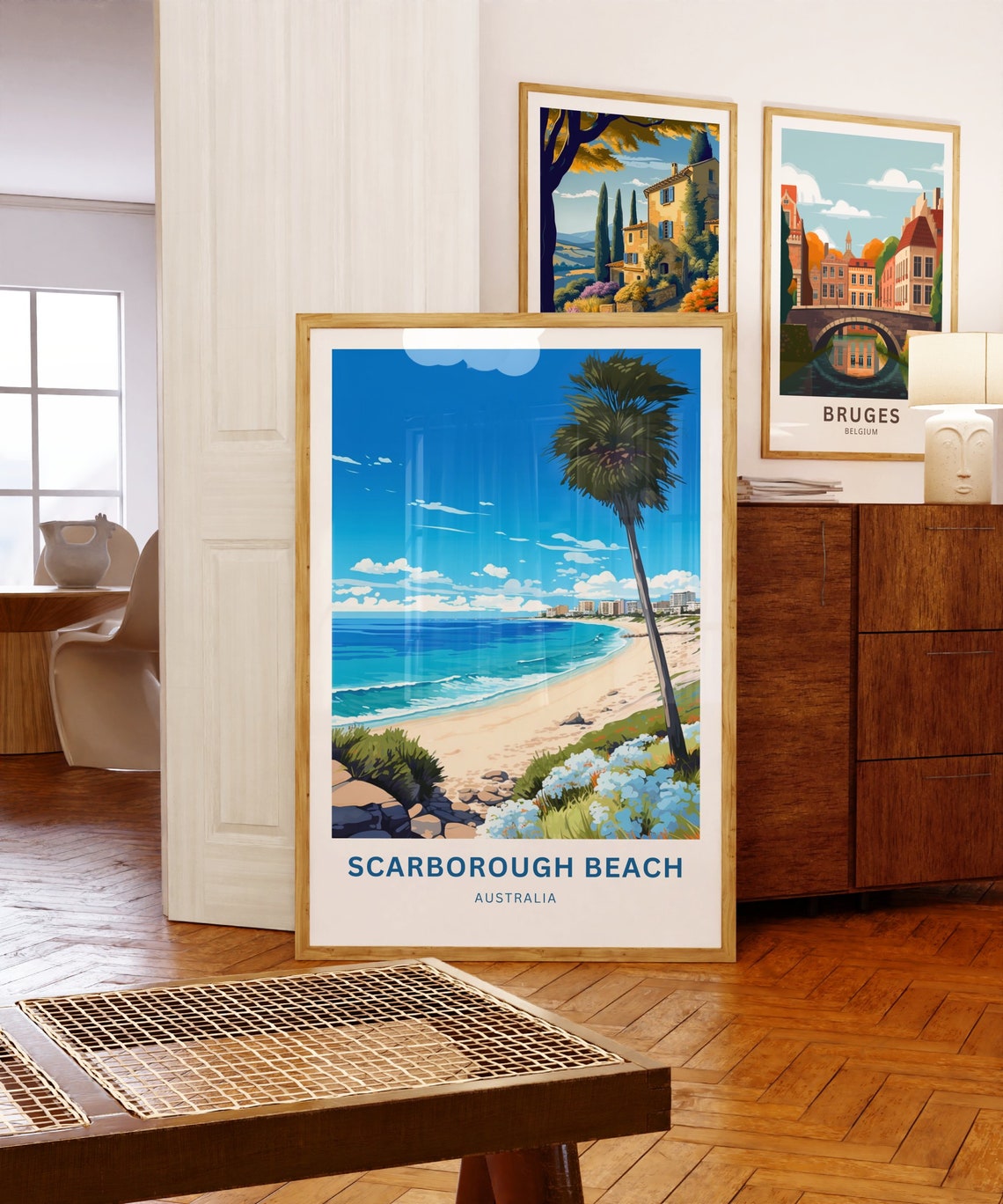Scarborough Beach Australia Turquoise Surf Palm Coast Travel Poster - Image 5