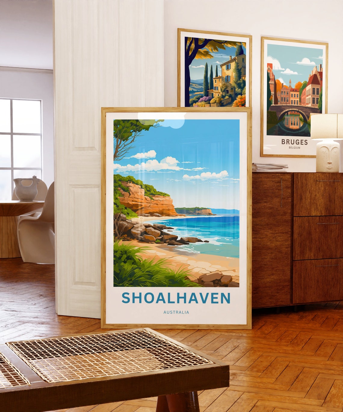 Personalized Shoalhaven Australia Red Cliff Beach Custom Travel Poster - Image 3