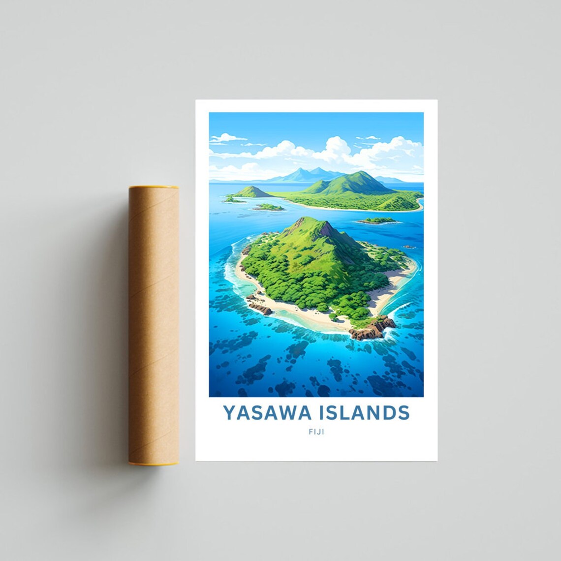 Yasawa Islands Personalized Fiji Tropical Aerial Island Art Poster - Image 4