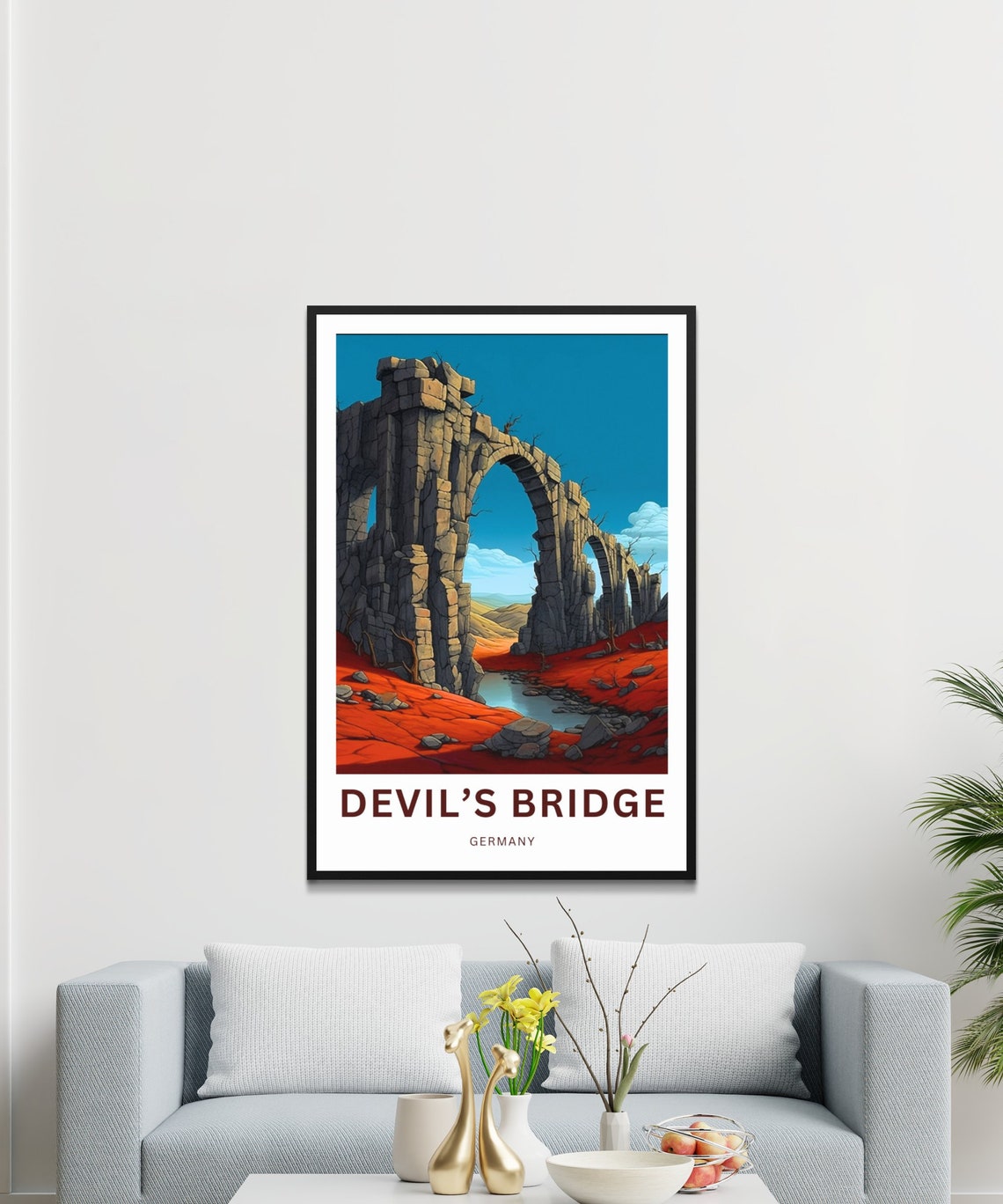 Devil's Bridge Germany Ancient Stone Arches Red Earth Travel Poster - Image 3