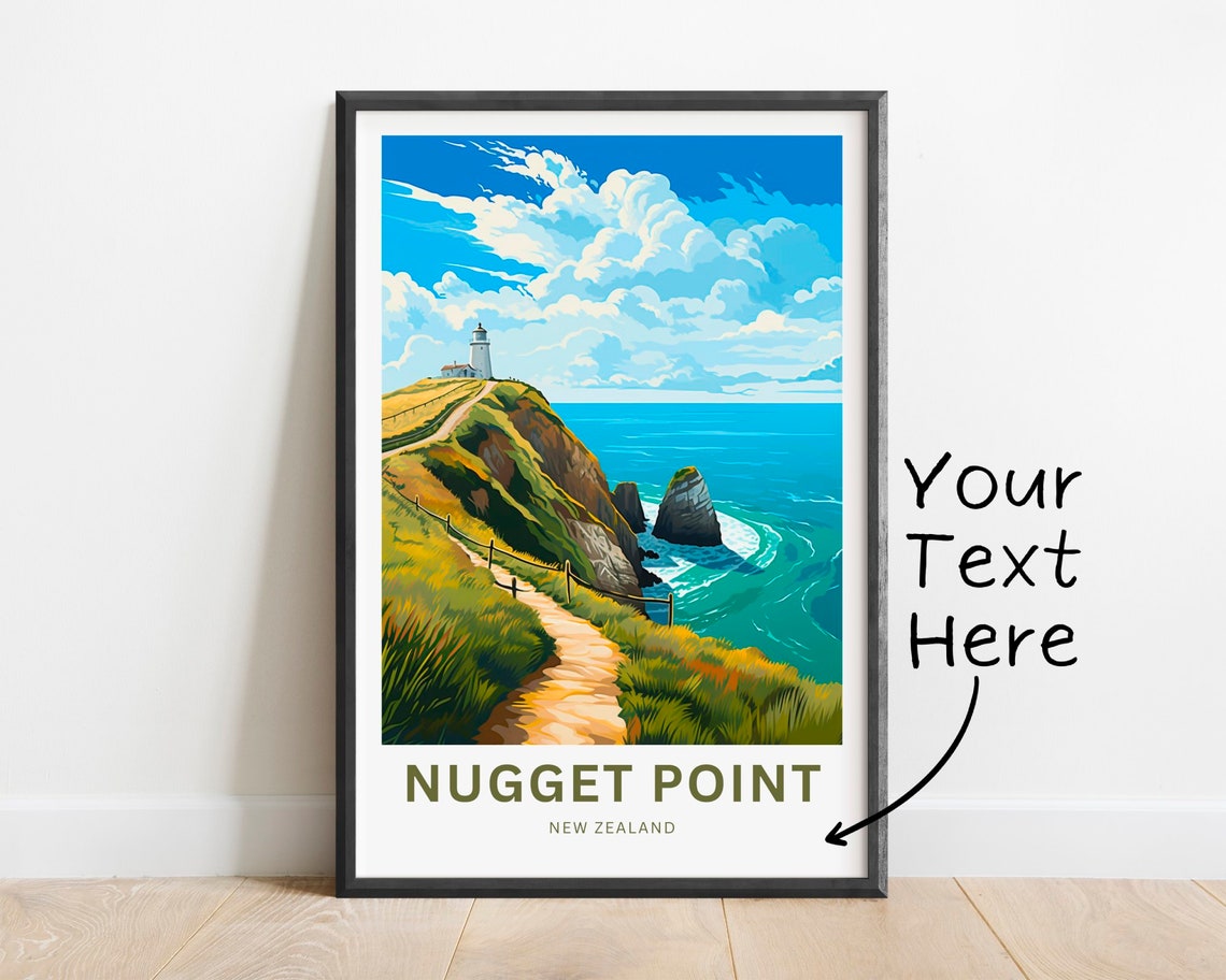 Nugget Point New Zealand Lighthouse Coastal Path Personalized Poster