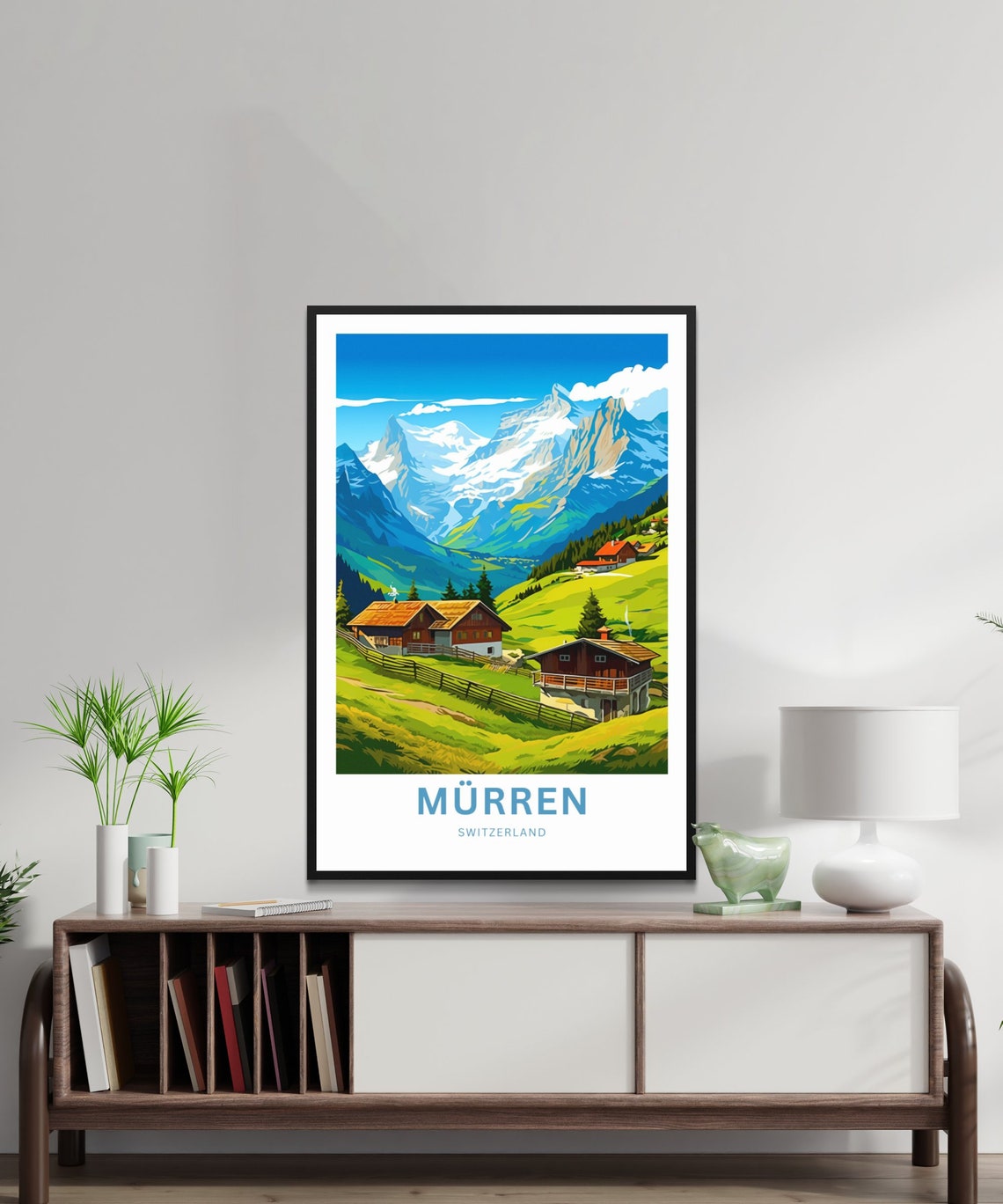 Personalized Mürren Switzerland Alpine Chalets Custom Travel Poster - Image 2