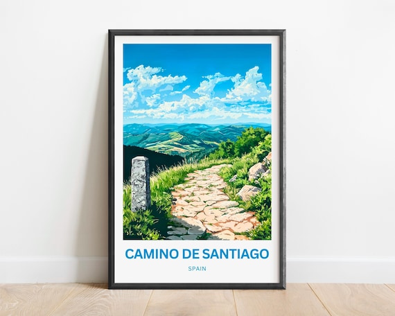 Camino de Santiago Spain Pilgrim Stone Trail Mountain Poster