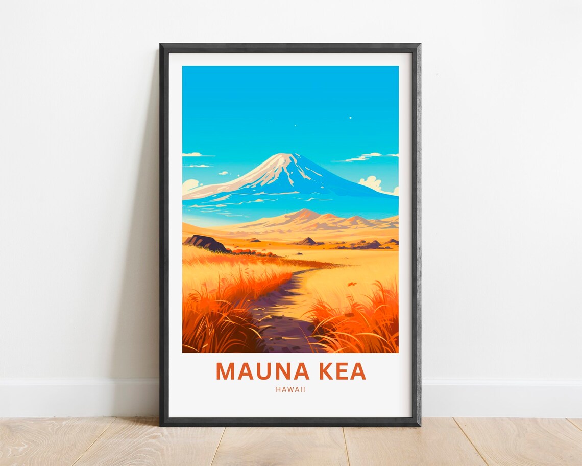 Mauna Kea Travel Poster, Hawaii Wall Art