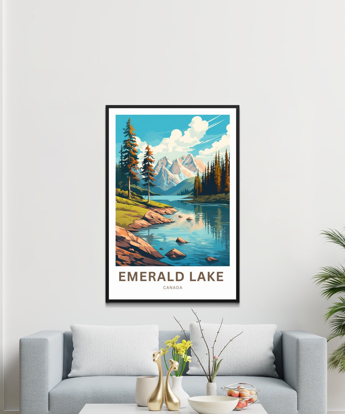 Personalized Emerald Lake Canada Rocky Lakeshore Custom Travel Poster - Image 3