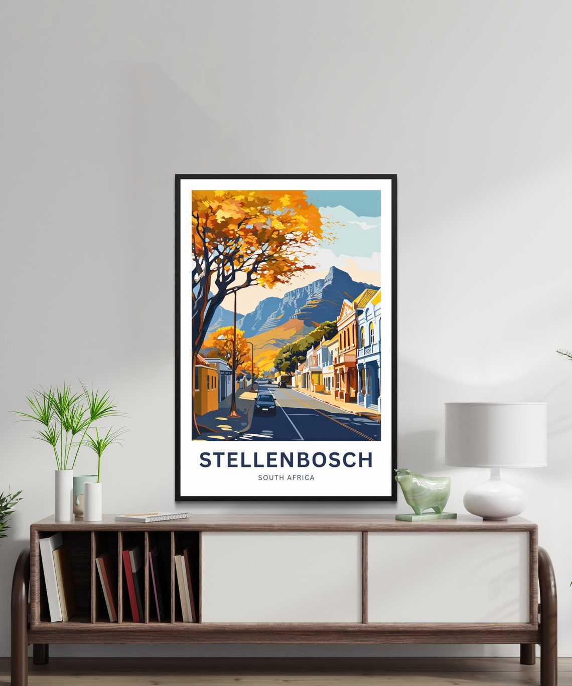 Stellenbosch South Africa Golden Tree Street Travel Art Poster - Image 2