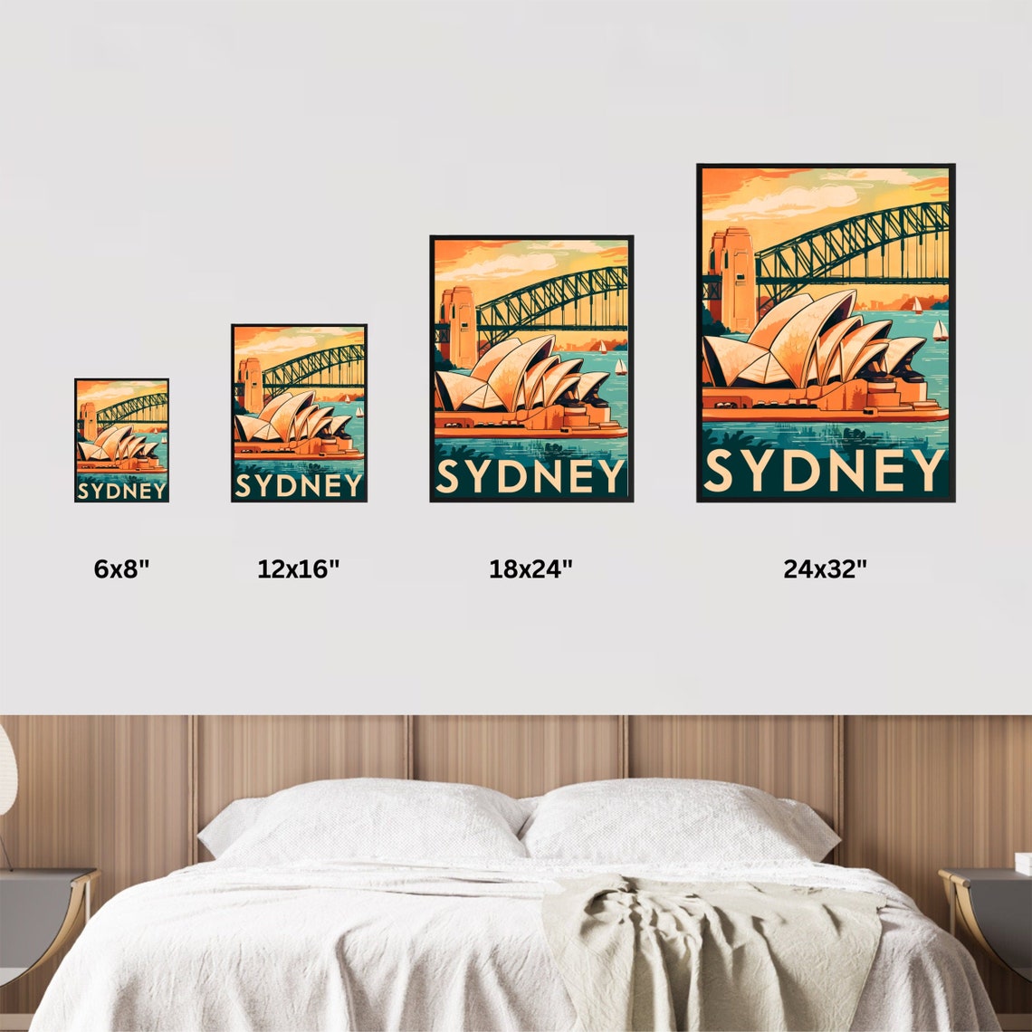 Sydney Australia Opera House Harbour Bridge Vintage Travel Poster - Image 3