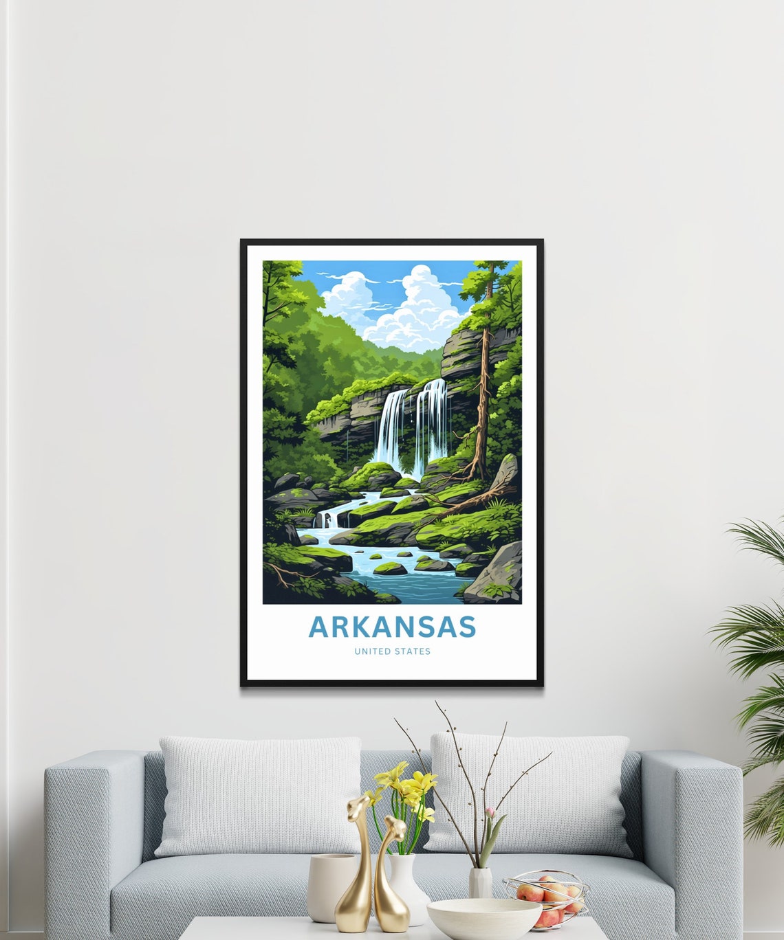 Arkansas Waterfalls United States Forest Stream Travel Poster - Image 3