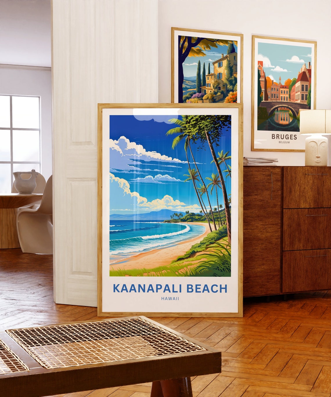 Kaanapali Beach Hawaii Palm Fringed Surf Beach Travel Poster - Image 5