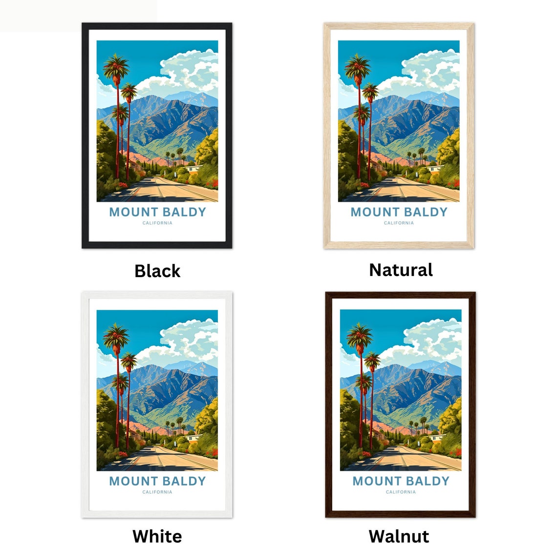 Personalized Mount Baldy California Palm Road Mountain Poster - Image 4
