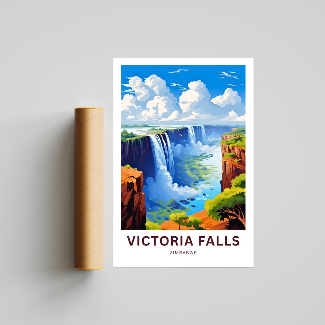 Victoria Falls Zimbabwe Waterfall Gorge View Nature Travel Poster - Image 4