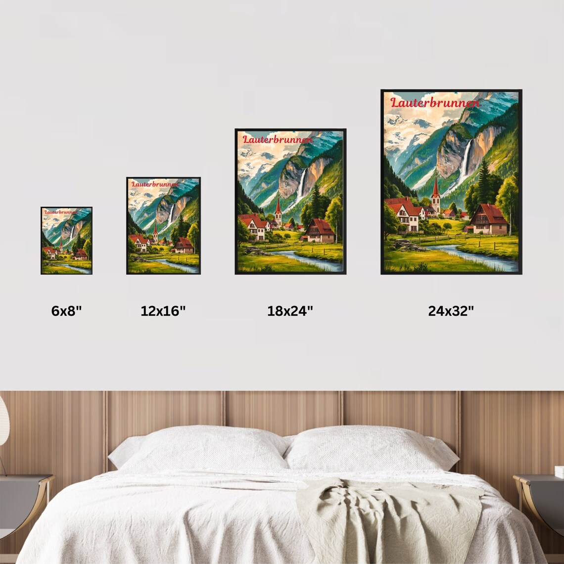 Lauterbrunnen Switzerland Alpine Village Church Waterfall Poster - Image 4