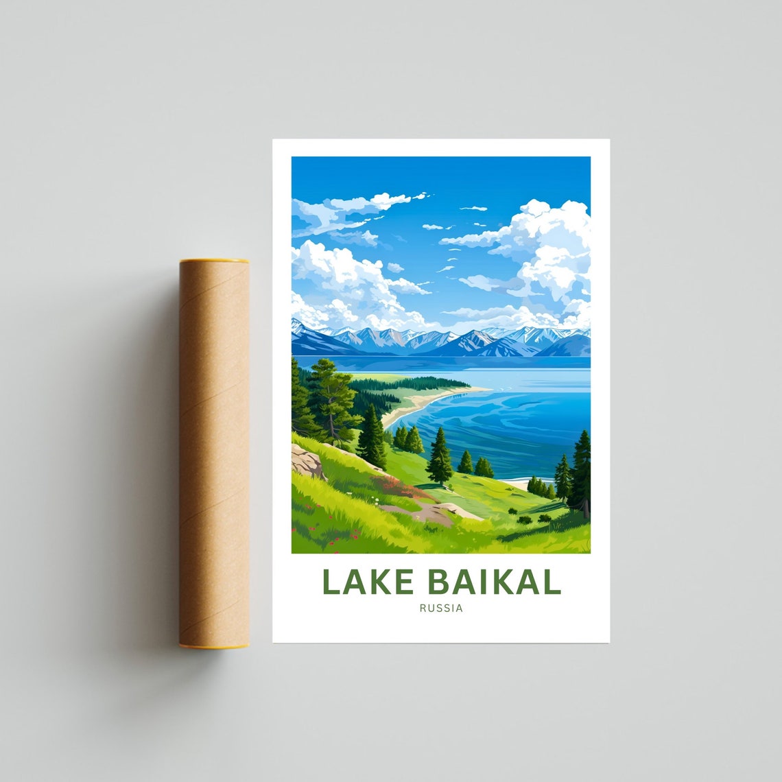 Lake Baikal Russia Meadow Beach Summer Personalized Travel Poster - Image 4