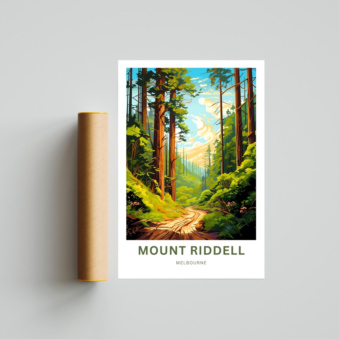 Mount Riddell Melbourne Tall Forest Trail Vintage Travel Poster - Image 4