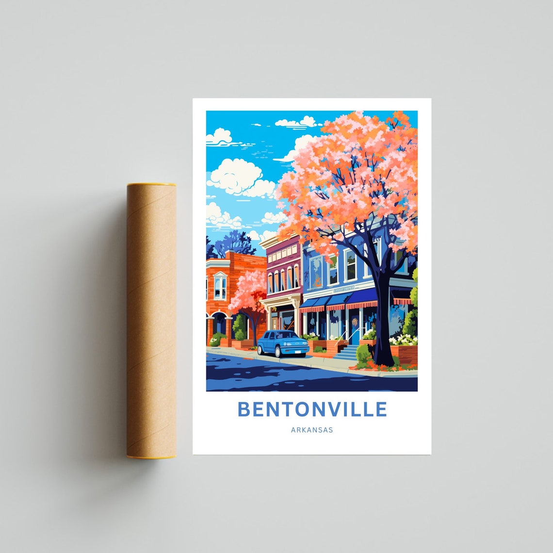 Bentonville Arkansas Downtown Storefront Blossom Scene Travel Poster - Image 4