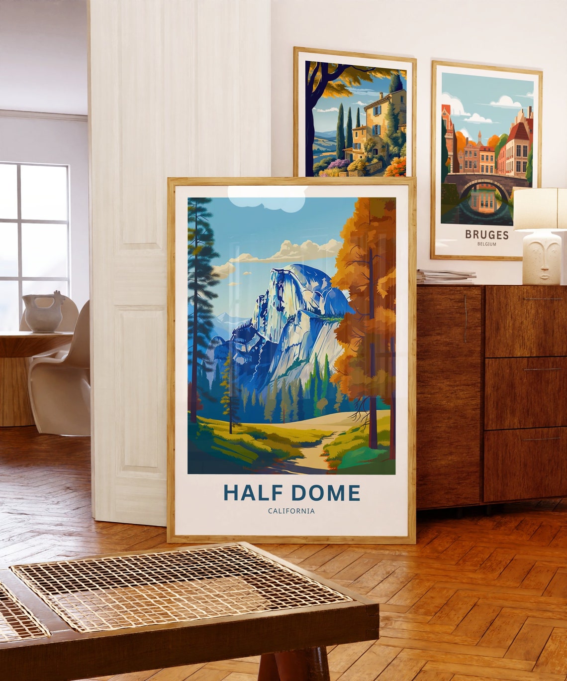 Half Dome California Granite Dome Autumn Forest Landscape Poster - Image 5