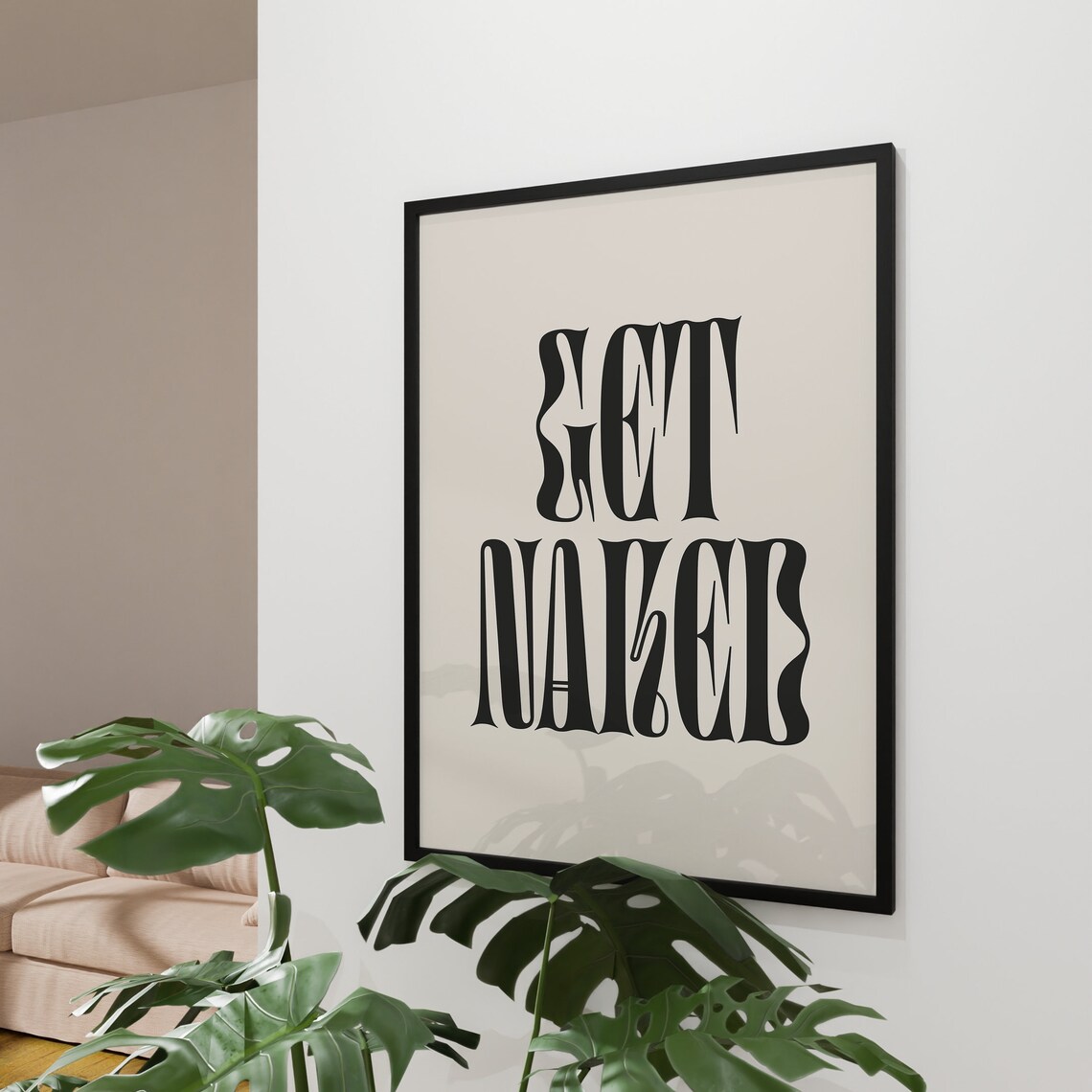 Get Naked Pop Typography Bathroom Quote Art Print