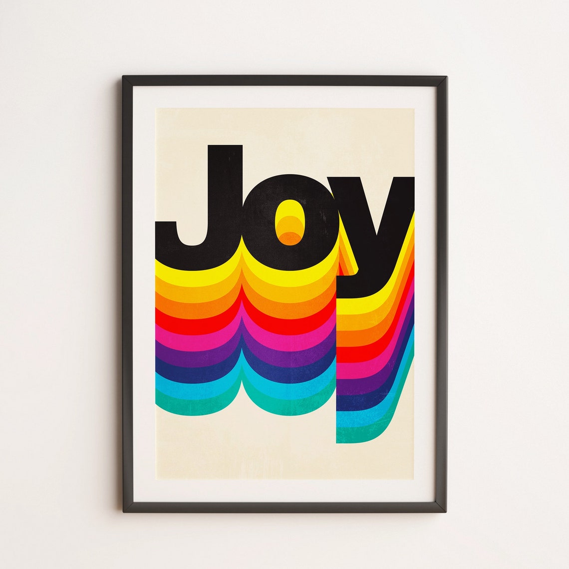 Joy Retro Typography Rainbow Stripe Seventies Word Art Poster - Image 3