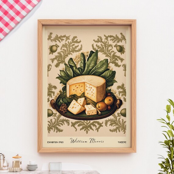 William Morris Cheese Art Print Vintage Food Illustration Kitchen Wall Decor Printed On Luxury Paper