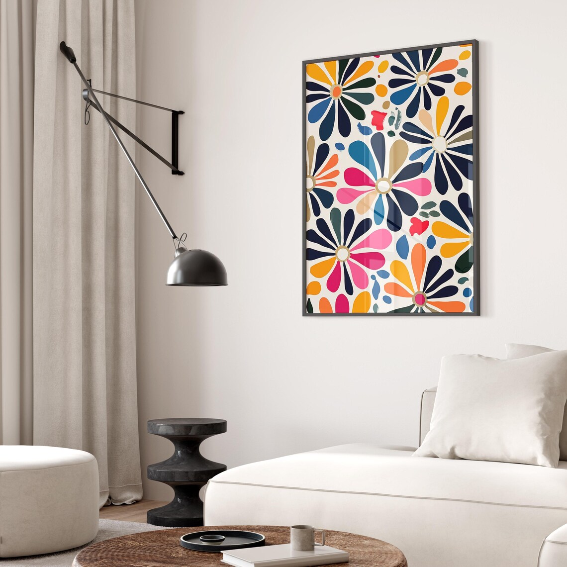 Mid Century Daisies, Bold Floral Pattern Art Print - Image 2
