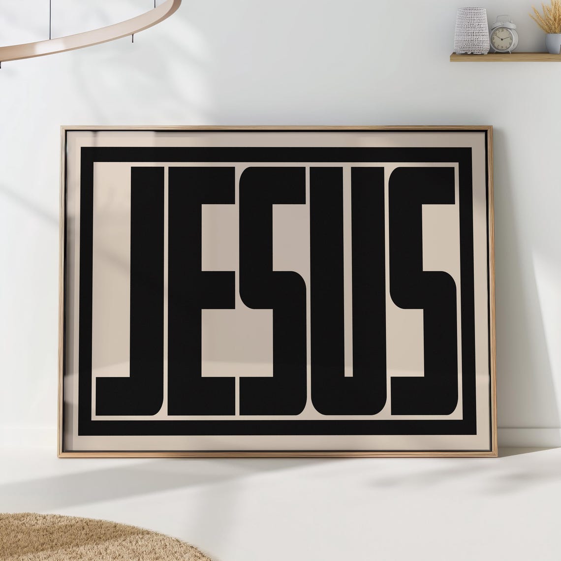 Jesus Christian Typography Art Print Bold Minimalist Poster Church Home Decor