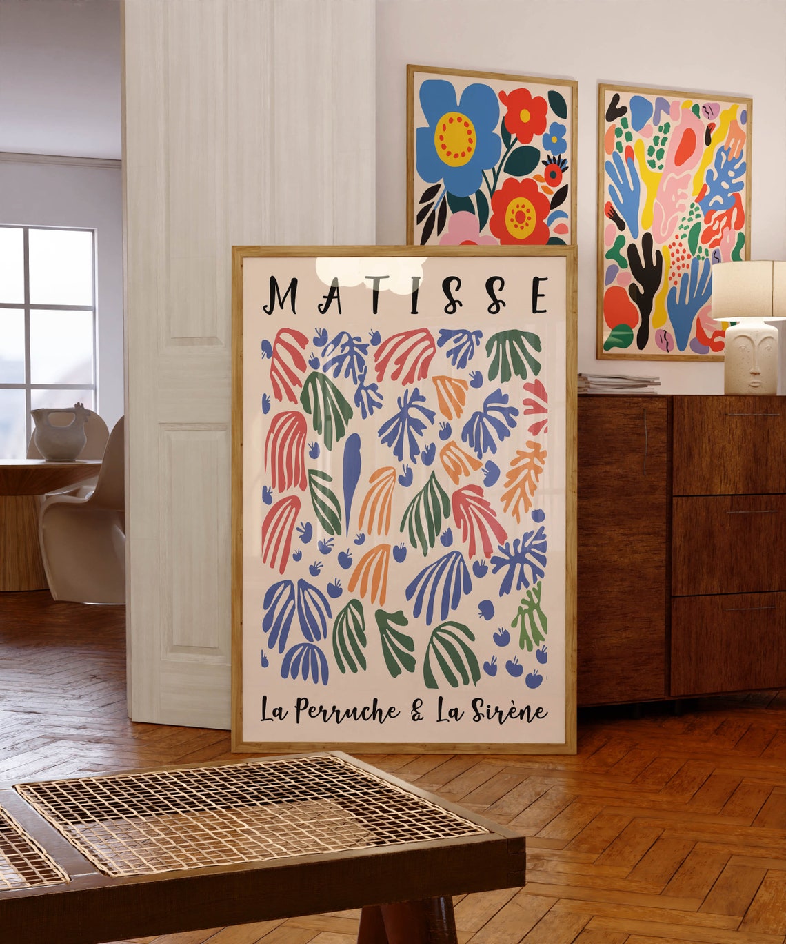 Henri Matisse Print Colorful Abstract Poster La Sirene Et Le Perruche 1952 Mid Century Modern Wall Art - Image 3