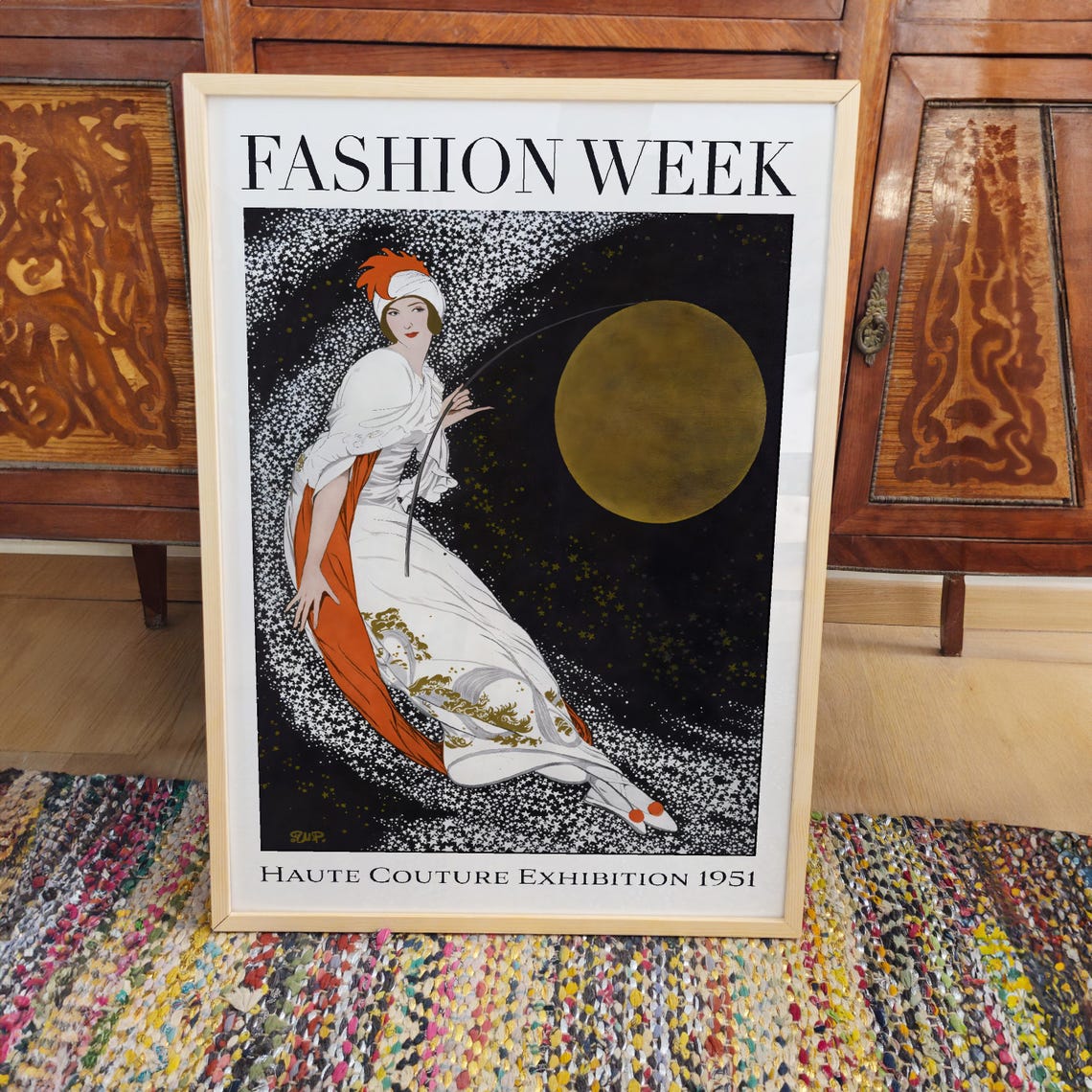 Magazine Cover Fashion Print Vintage Woman With Moon Poster Retro Fashion Art - Image 3