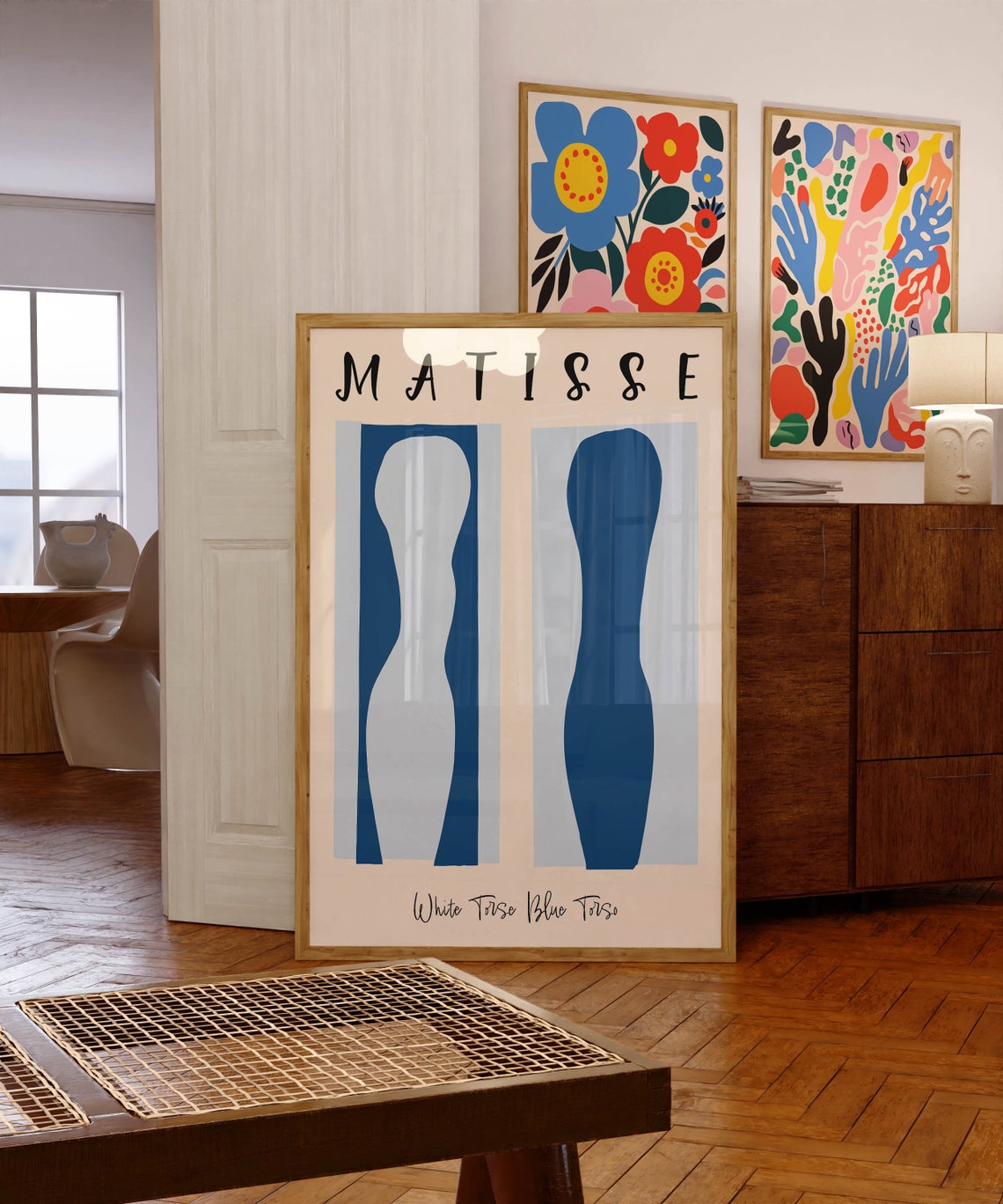 Henri Matisse Print Blue Abstract Poster White Torse Blue Torso Mid Century Modern Wall Art - Image 3