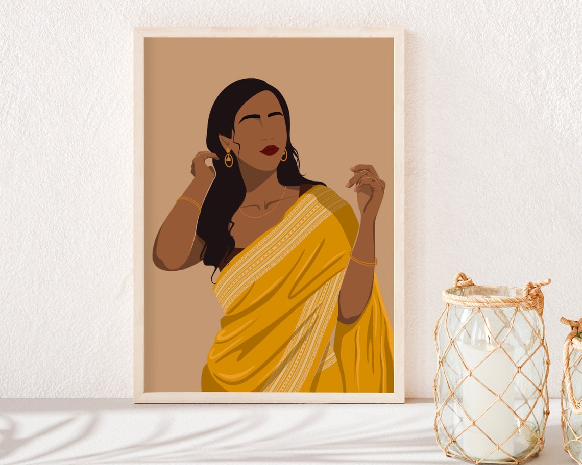 Indian Art Desi Art South Asian Art Desi Tamil Indian Art Print Tamil Art Indian Wall Art Desi Prints Indian Women Art Brown Girl