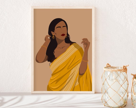 Indian Art Desi Art South Asian Art Desi Tamil Indian Art Print Tamil Art Indian Wall Art Desi Prints Indian Women Art Brown Girl