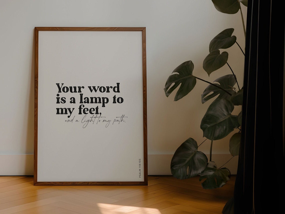 Your Word Is A Lamp To My Feet Psalm 119105 Christian Bible Verse Art Modern Scripture Poster Beautiful Home Decor - Image 6