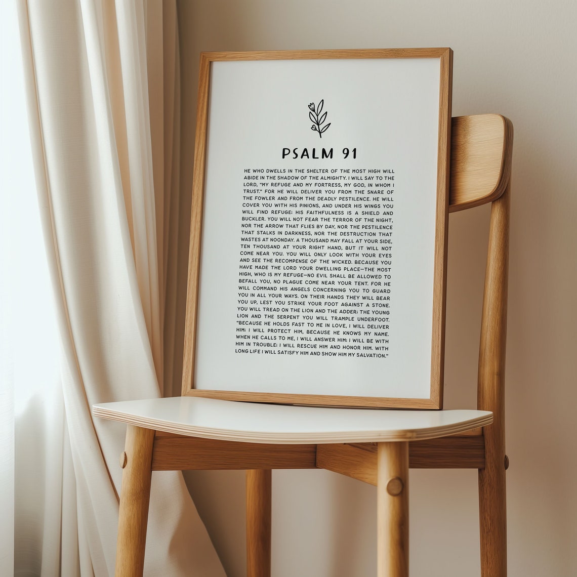 Psalm 91 Christian Floral Poster Minimal Modern Scripture Decor Bold Typography Baptism Gift Idea Nursery Sunday School Scripture Memory - Image 6