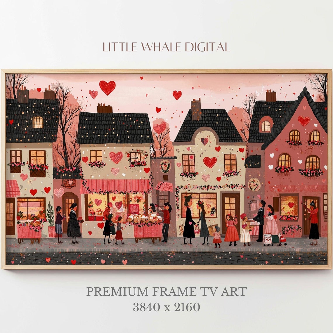 Valentines Day Frame Tv Art Romantic Valentines Town Frame Tv Art Love Decor Cute Wall Art For Couples Gift For Him Her