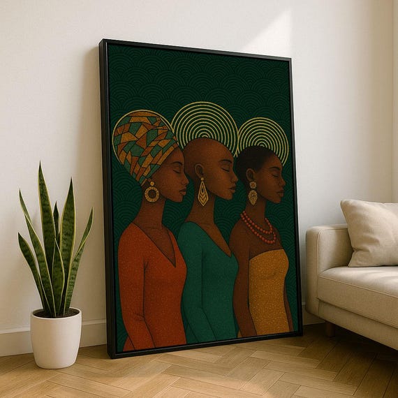 Bold African Women Portrait Canvas Wall Art Print Modern Living Room Decor Statement Piece