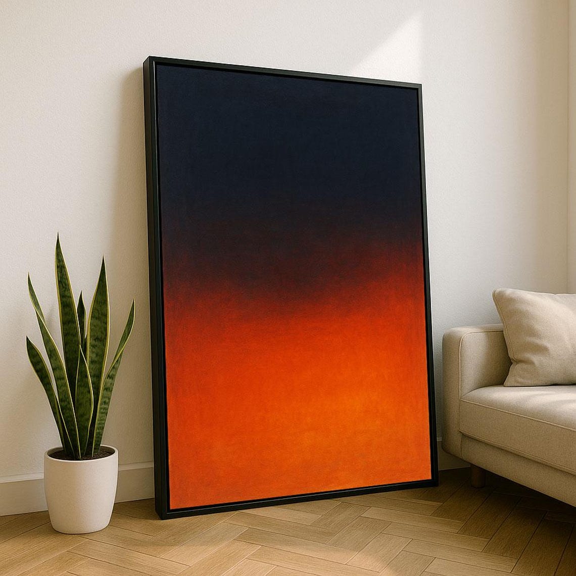 Abstract Orange Red Gradient Sunset Glow Minimalist Canvas Poster
