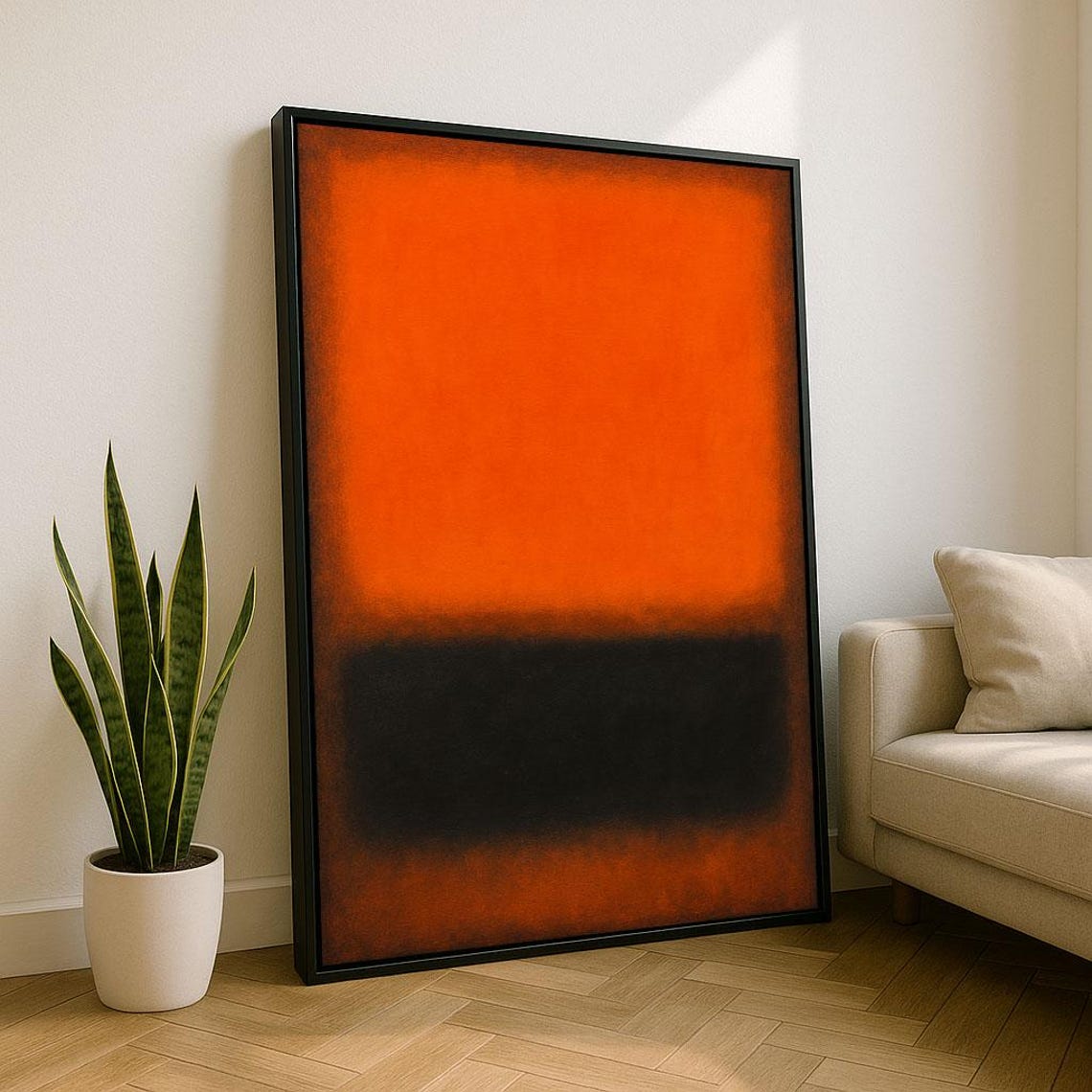 Rothko Inspired Orange And Black Color Field Abstract Painting Poster