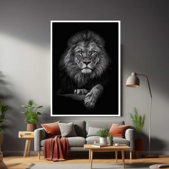 African Lion Animal Framed Modern Canvas Wall Art Print Ready To Hang Gift For Office Home Mom